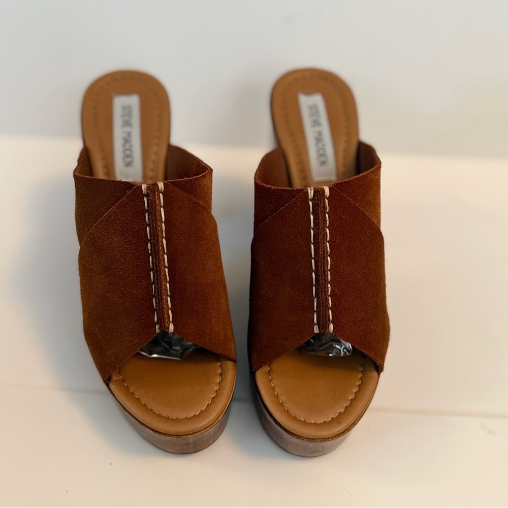 Steve Madden Brown Platform Mules - Picture 4 of 13